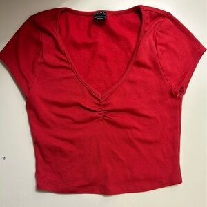 PacSun Red V-Neck Short Sleeve Top